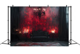 Halloween Gothic Black Red Wall Candles Backdrop RR8-371