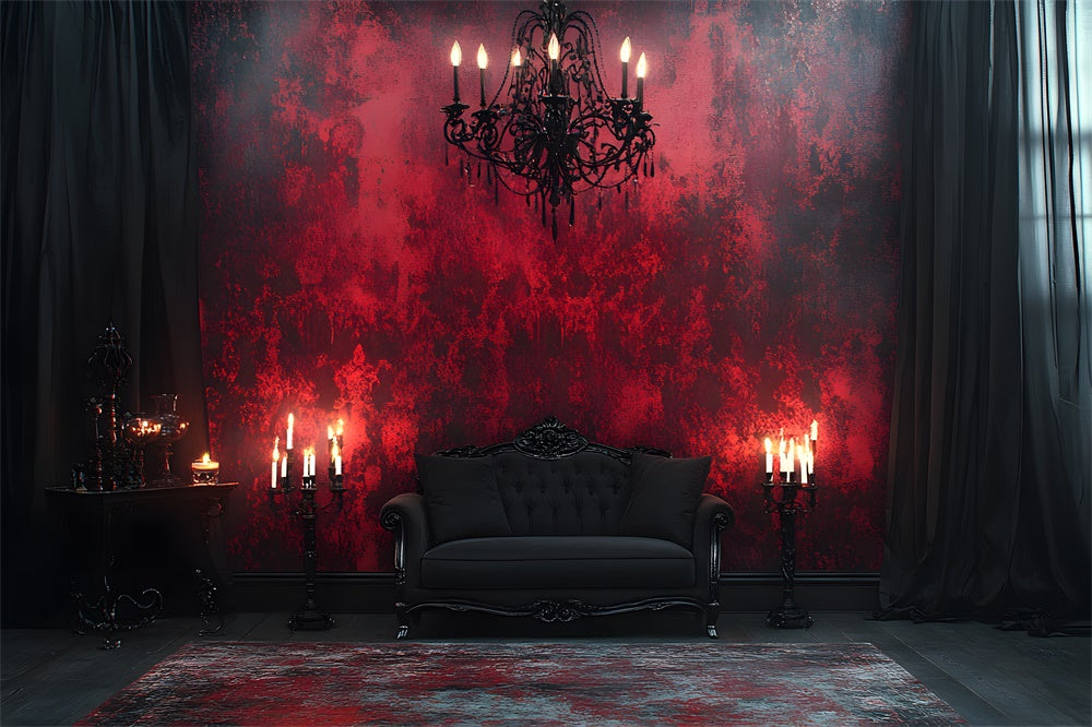 Halloween Gothic Black Red Wall Candles Backdrop RR8-371