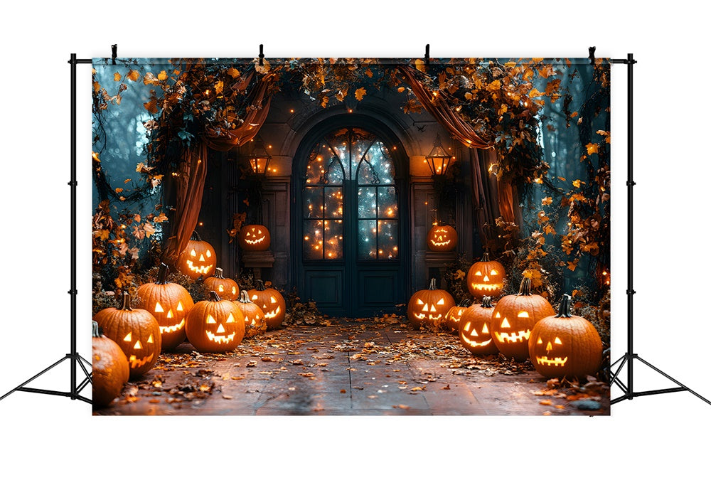 Halloween Glowing Pumpkin Lanterns Backdrop RR8-372