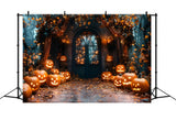 Halloween Glowing Pumpkin Lanterns Backdrop RR8-372