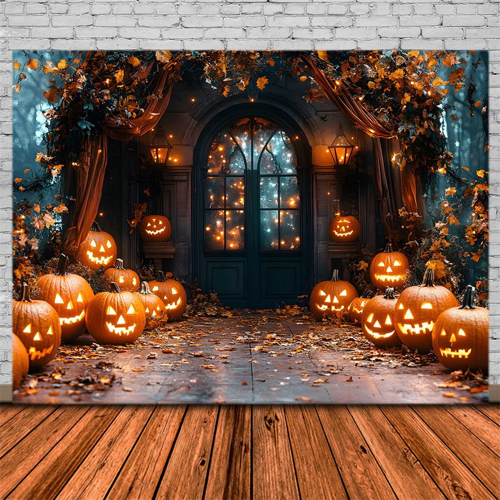 Halloween Glowing Pumpkin Lanterns Backdrop RR8-372