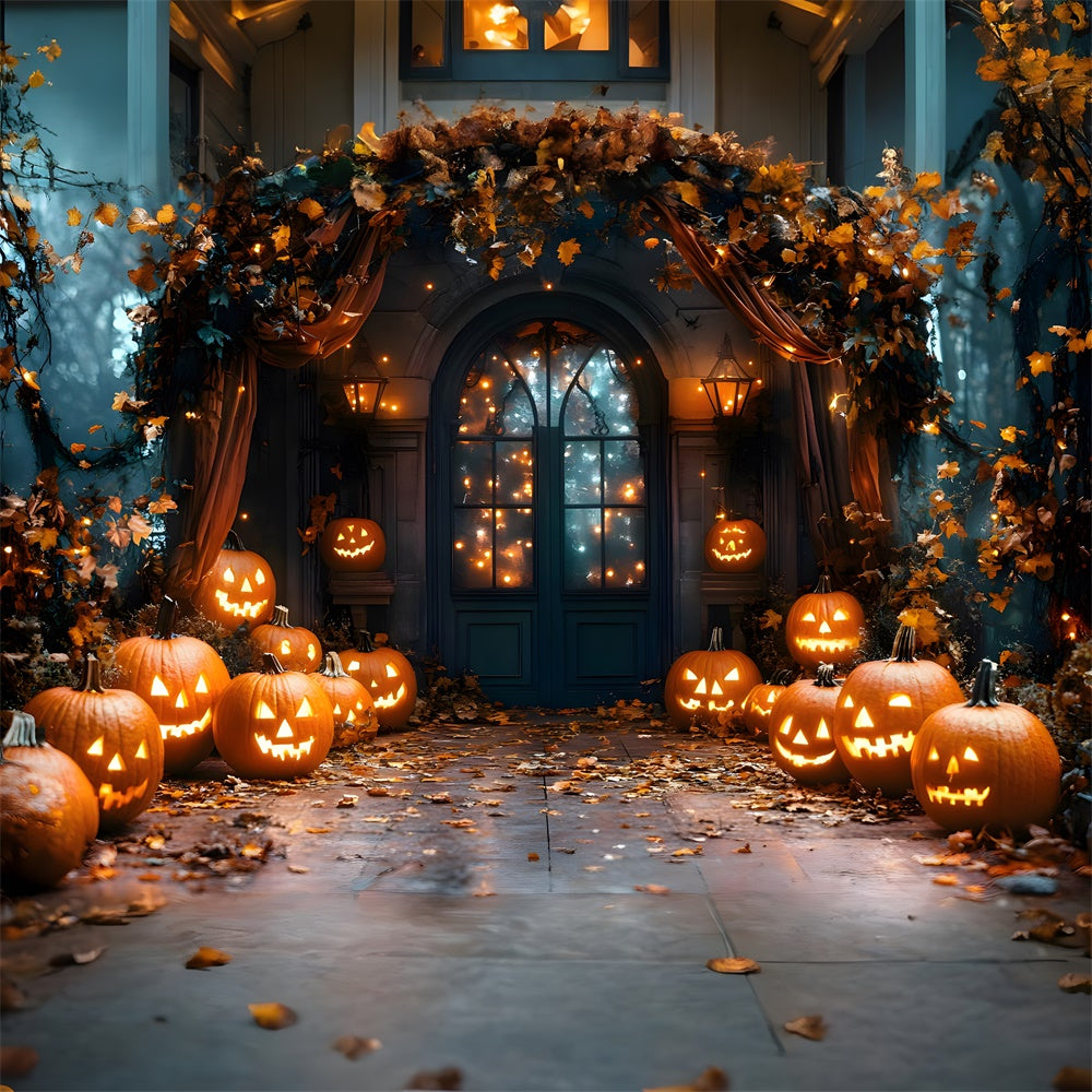 Halloween Glowing Pumpkin Lanterns Backdrop RR8-372