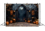 Spooky Halloween Night Cemetery Gate Backdrop RR8-373