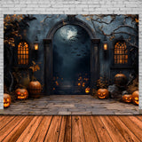 Spooky Halloween Night Cemetery Gate Backdrop RR8-373