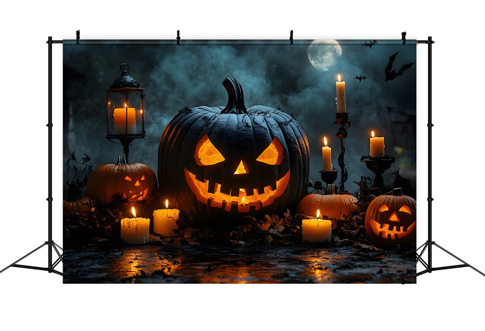 Evil Pumpkin Candles Halloween Moon Backdrop RR8-375