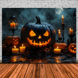 Evil Pumpkin Candles Halloween Moon Backdrop RR8-375