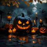 Evil Pumpkin Candles Halloween Moon Backdrop RR8-375