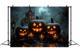 Halloween Moon Glowing Evil Pumpkin Backdrop RR8-376