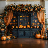 Halloween Interior Retro Cabinet Pumpkins Backdrop RR8-378