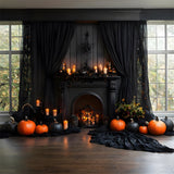 Halloween Curtain Fireplace Candle Backdrop RR8-383