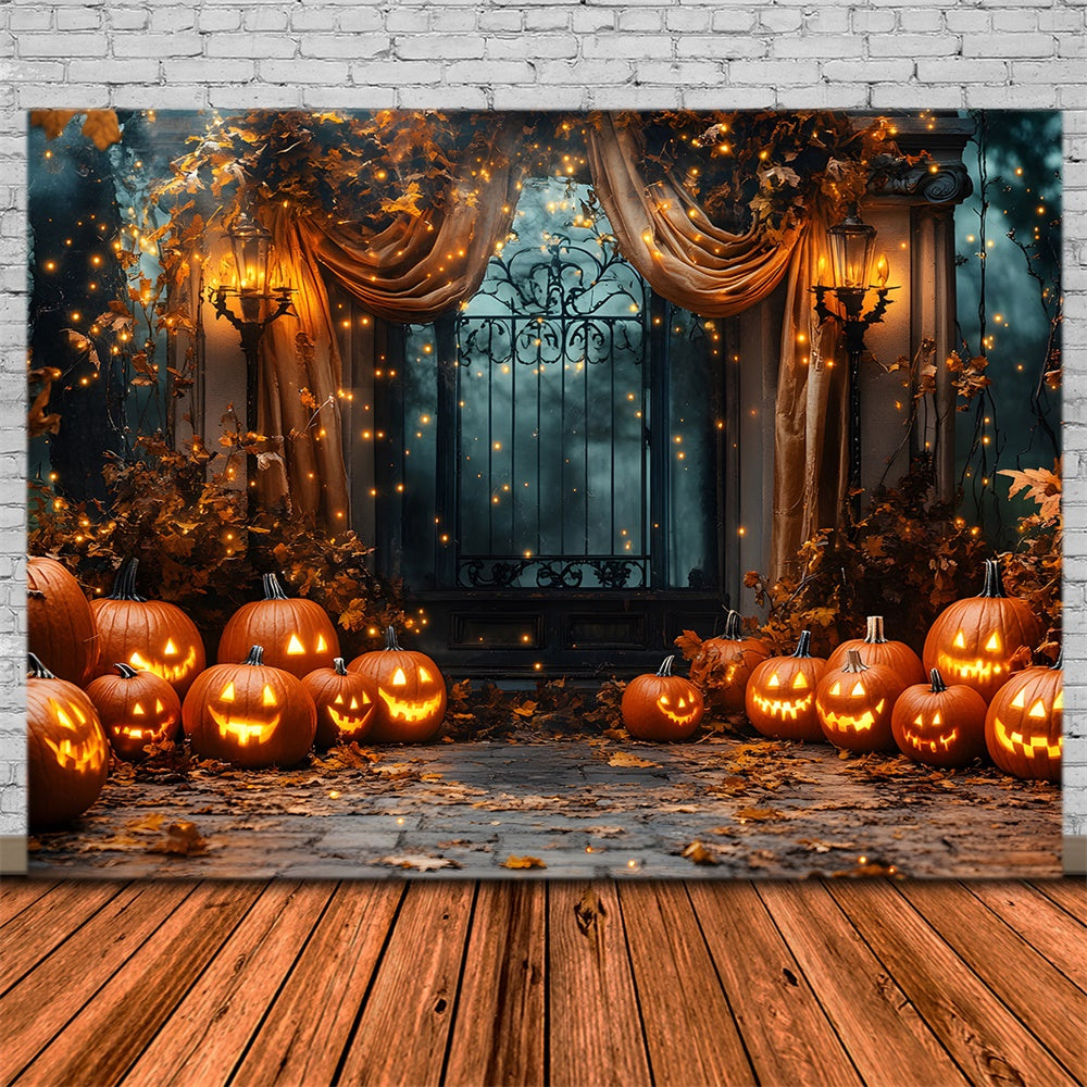 Halloween Night Glowing Pumpkin Lights Backdrop RR8-384