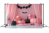 Halloween Pink Pumpkins Bats Photography Backdrop RR8-387