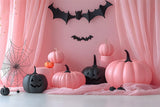 Halloween Pink Pumpkins Bats Photography Backdrop RR8-387