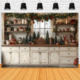 Christmas White Kitchen Photography Backdrop RR8-39