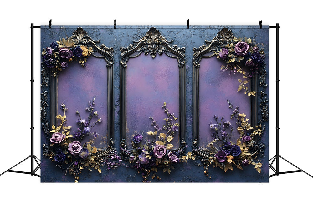 Purple Flower Frame Wall Halloween Backdrop RR8-390