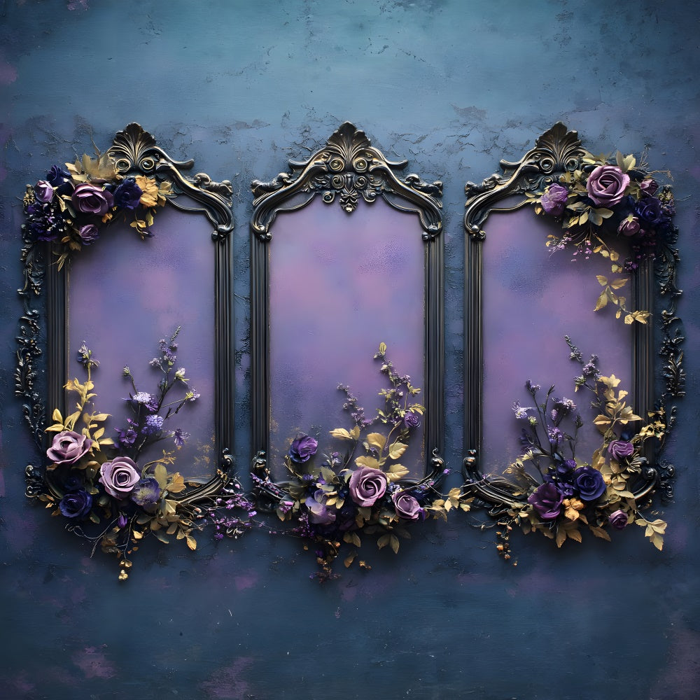 Purple Flower Frame Wall Halloween Backdrop RR8-390