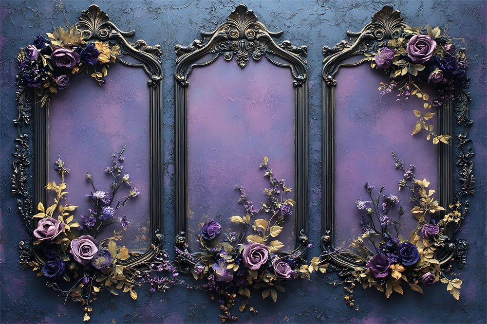 Purple Flower Frame Wall Halloween Backdrop RR8-390