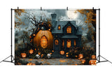 Halloween Moon Pumpkin Magic House Backdrop RR8-392