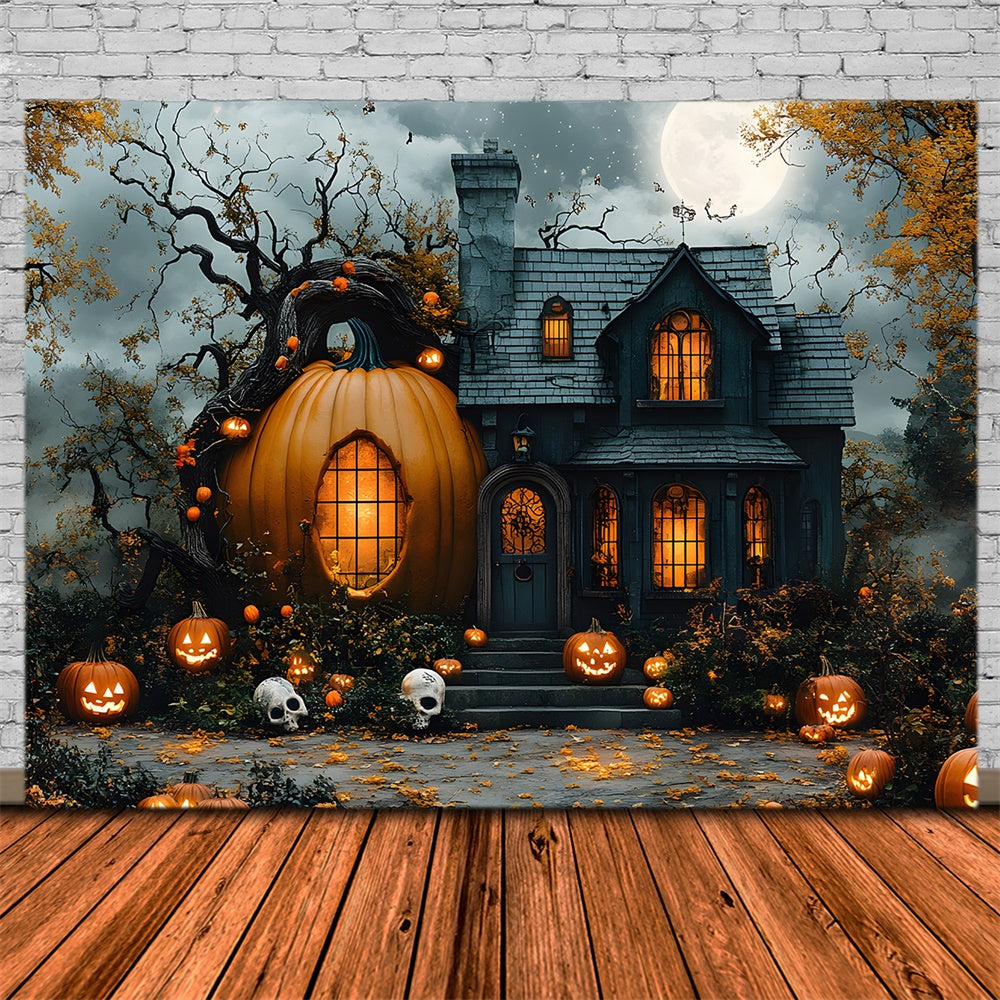 Halloween Moon Pumpkin Magic House Backdrop RR8-392