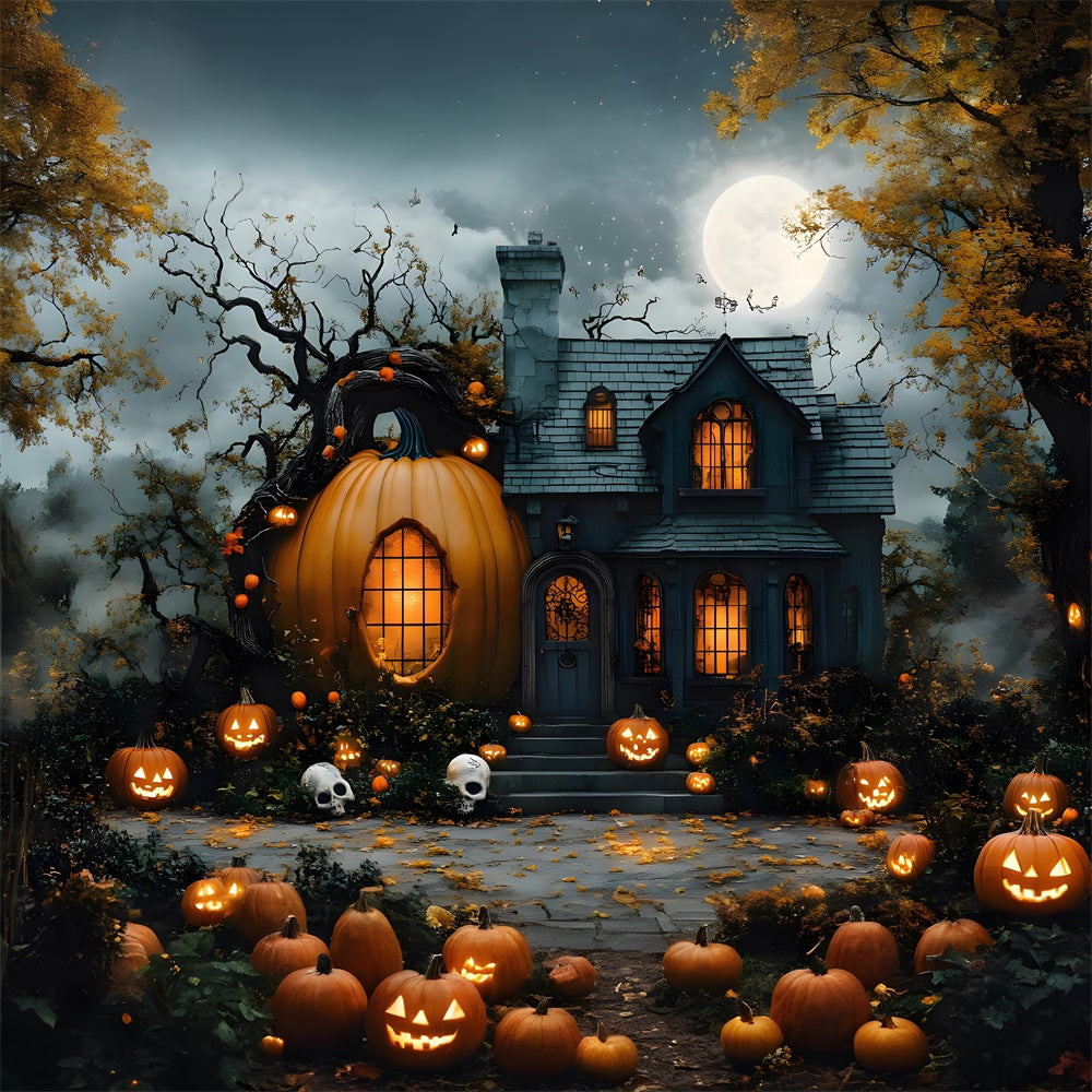 Halloween Moon Pumpkin Magic House Backdrop RR8-392