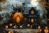 Halloween Moon Pumpkin Magic House Backdrop RR8-392