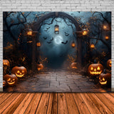 Halloween Spooky Night Graveyard Gate Backdrop RR8-393