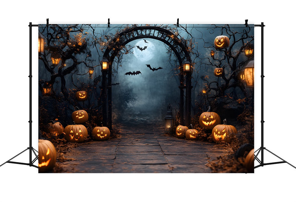 Halloween Graveyard Full Moon Night Backdrop RR8-394