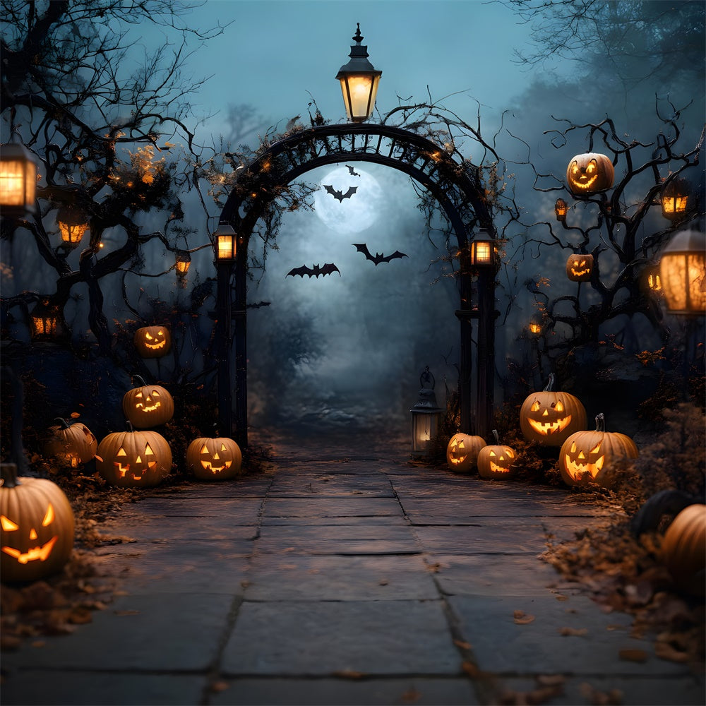 Halloween Graveyard Full Moon Night Backdrop RR8-394