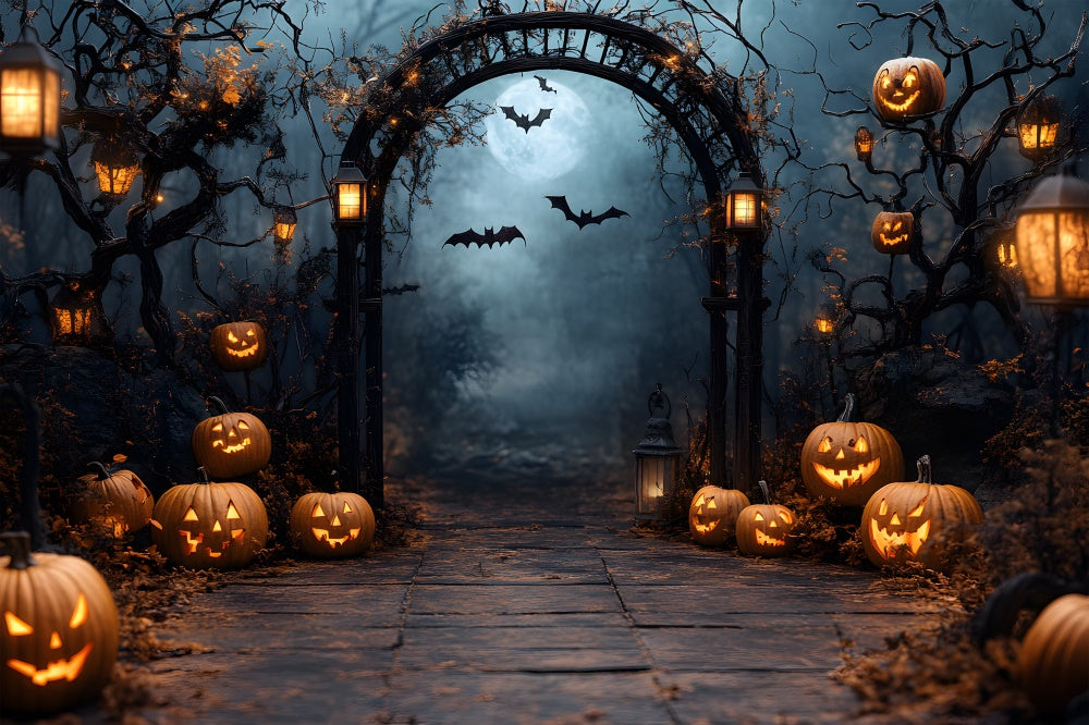 Halloween Graveyard Full Moon Night Backdrop RR8-394