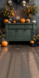 Halloween Pumpkin Candle Wood Floor Sweep Backdrop RR8-397