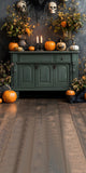 Halloween Pumpkin Candle Wood Floor Sweep Backdrop RR8-397