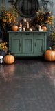 Halloween Rustic Sweep Flowers Pumpkin Backdrop RR8-398