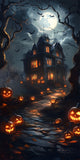 Halloween Night  Moon Sweep Haunted House Backdrop RR8-405