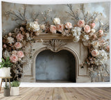 Vintage Floral Fireplace Boho Backdrop RR8-408