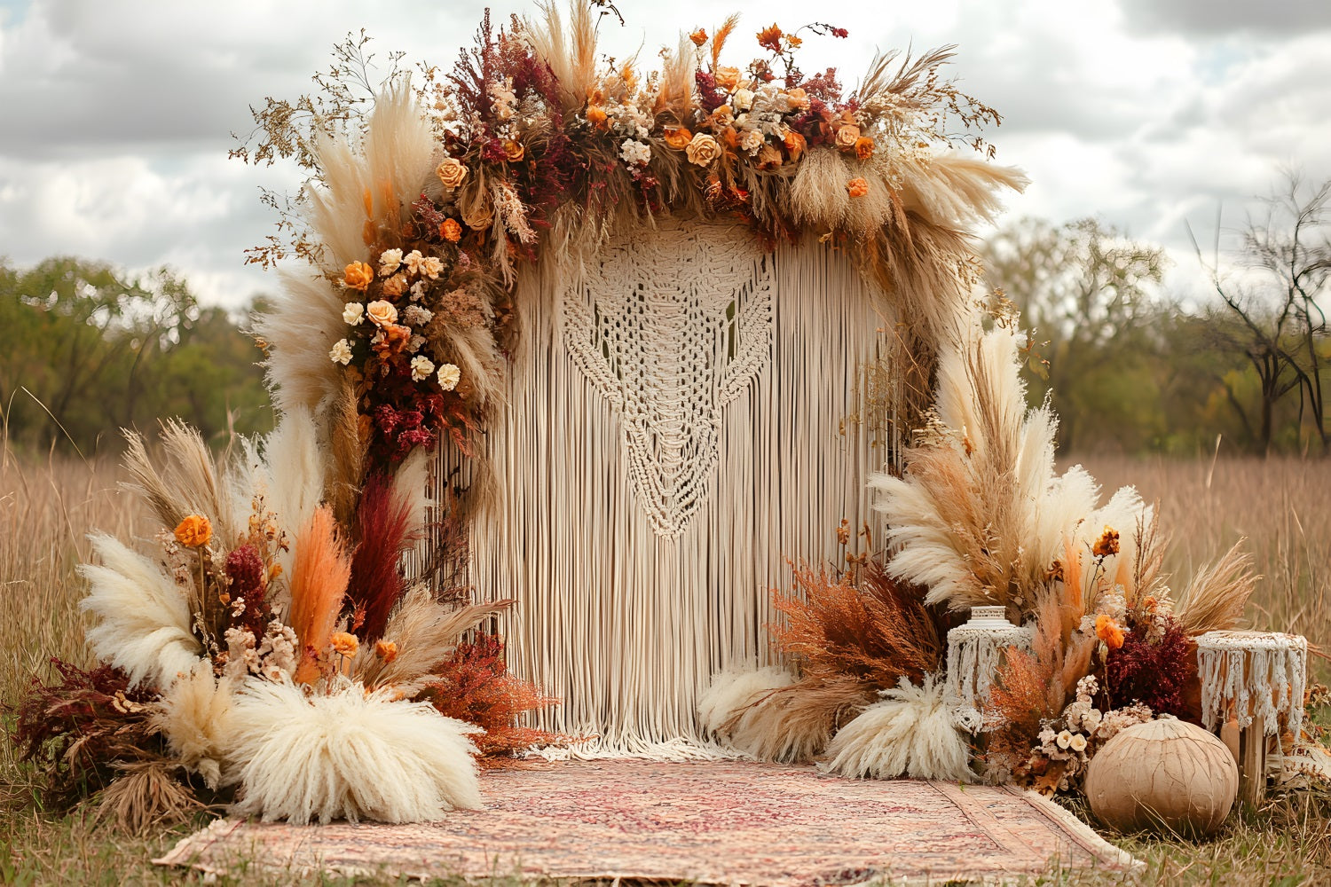 Autumn Pampas Grass Boho Backdrop RR8-411