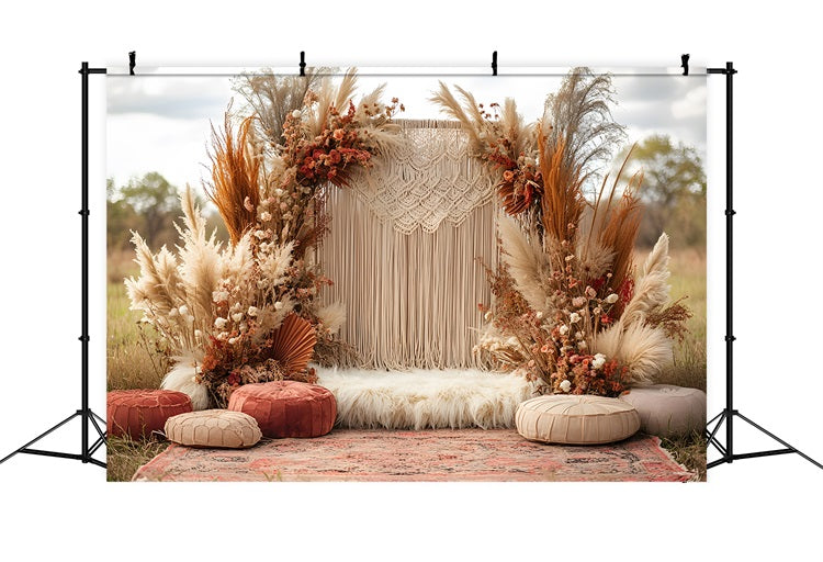 Boho Pampas Macrame Wedding Backdrop RR8-412