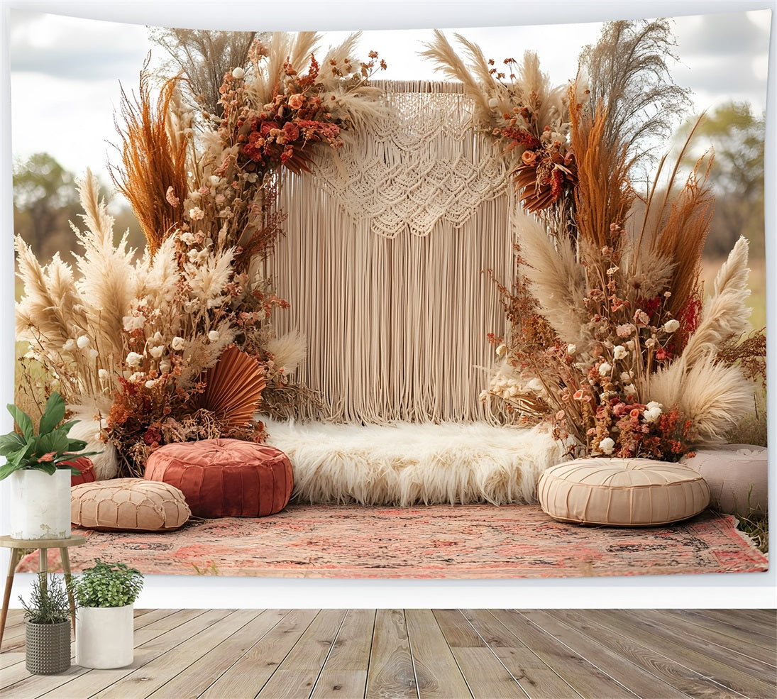 Boho Pampas Macrame Wedding Backdrop RR8-412