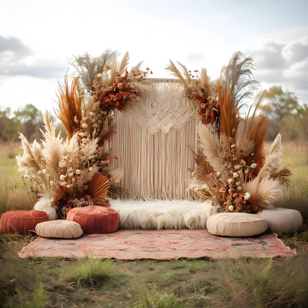 Boho Pampas Macrame Wedding Backdrop RR8-412