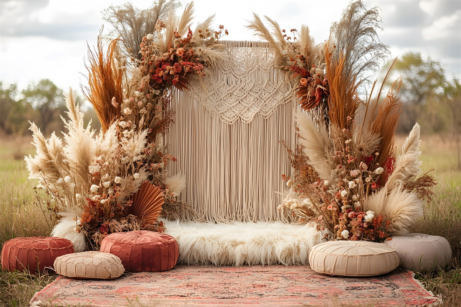 Boho Pampas Macrame Wedding Backdrop RR8-412