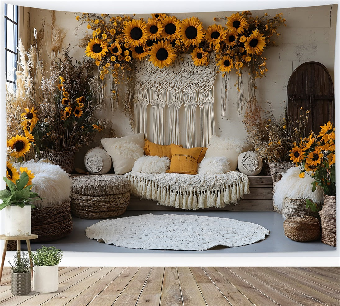 Sunflower Boho Chic Decor Backdrop RR8-413