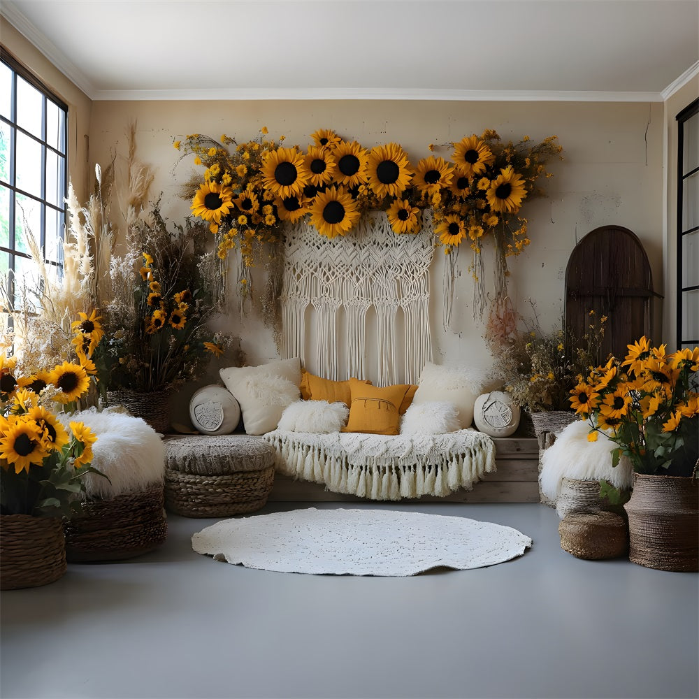 Sunflower Boho Chic Decor Backdrop RR8-413