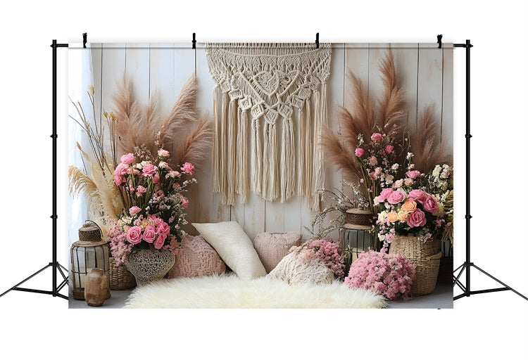 Pink Roses Boho Chic Backdrop RR8-415