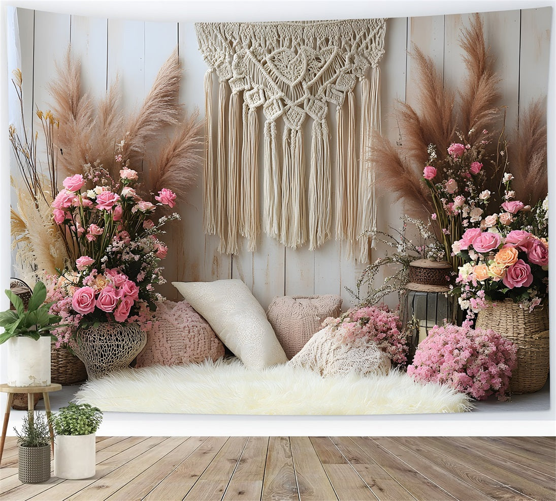 Pink Roses Boho Chic Backdrop RR8-415