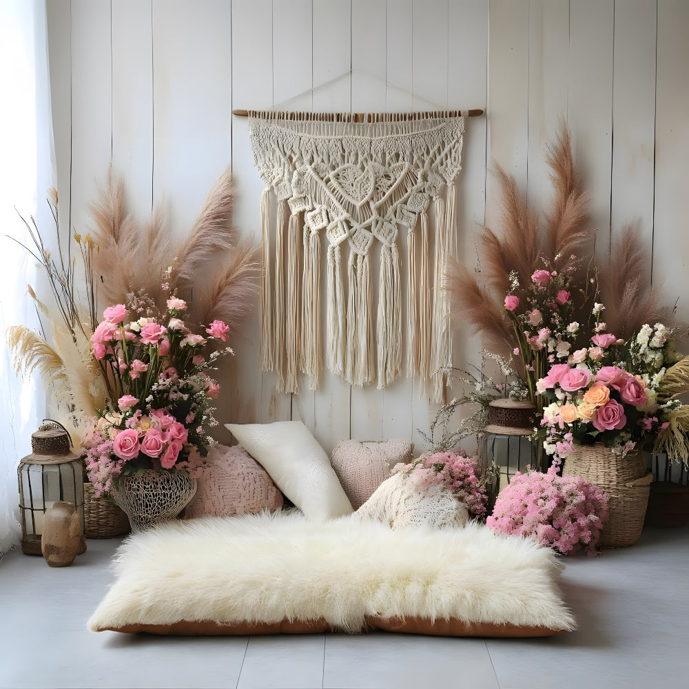 Pink Roses Boho Chic Backdrop RR8-415