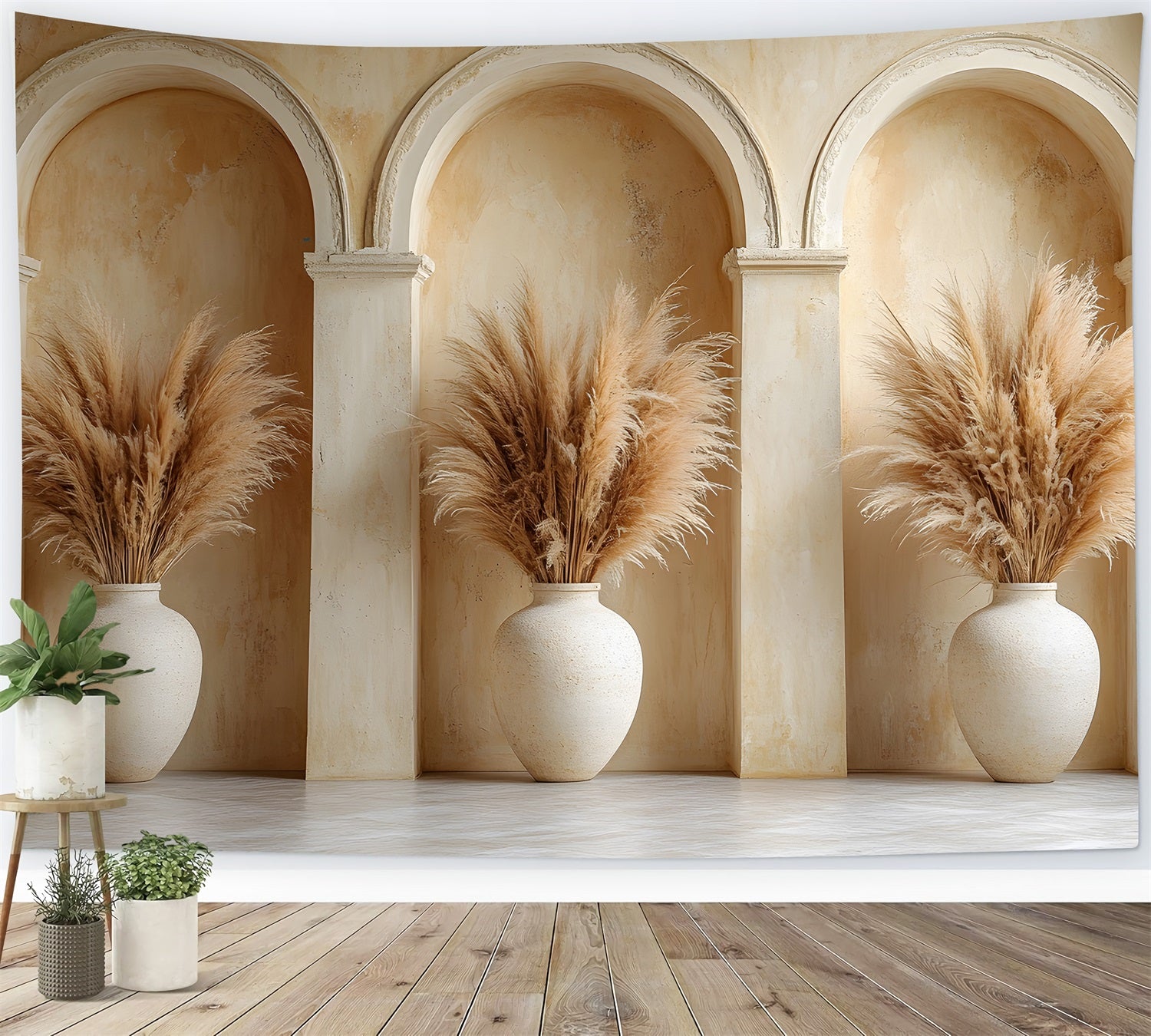 Elegant Pampas Arched Vase Boho Backdrop RR8-417