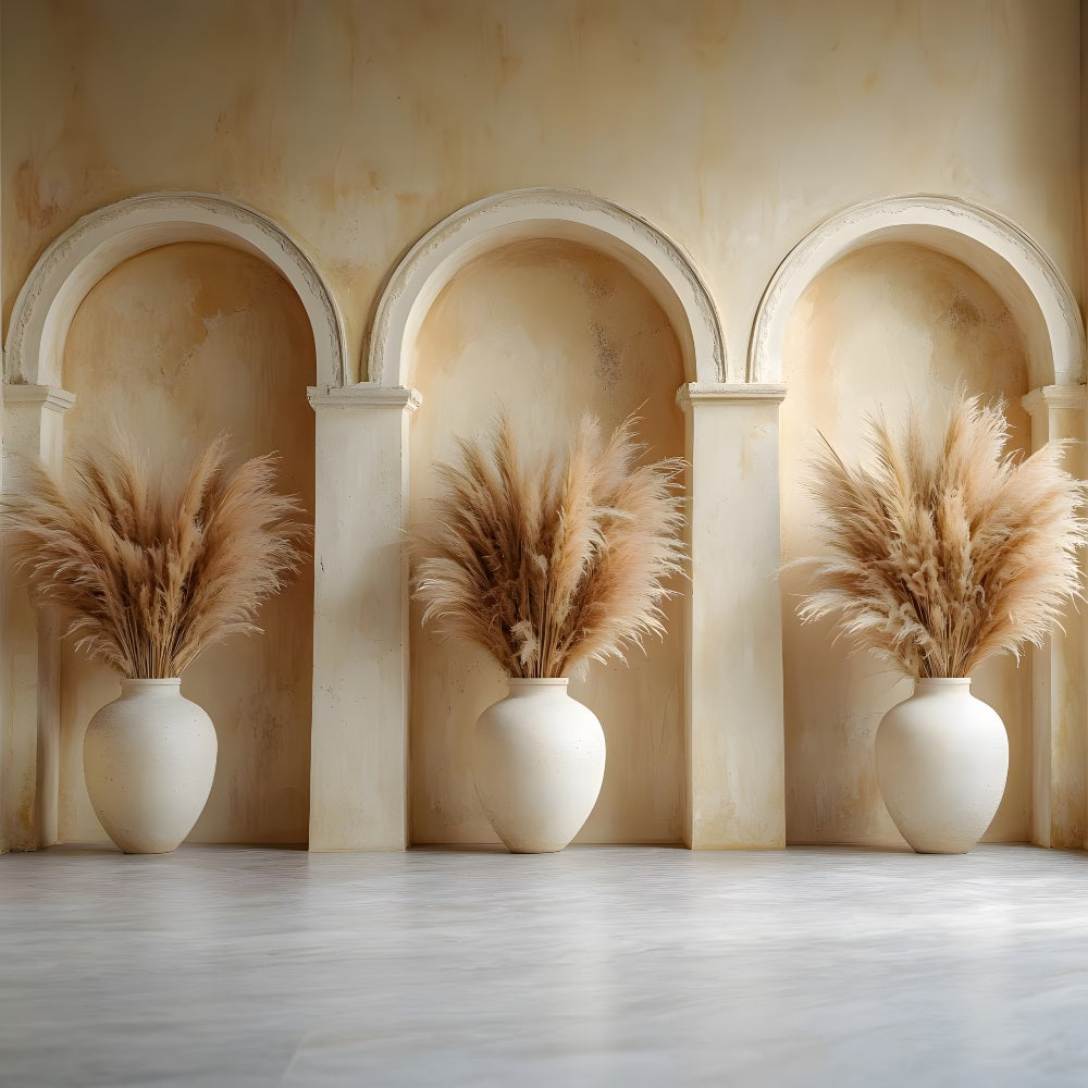 Elegant Pampas Arched Vase Boho Backdrop RR8-417