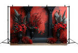 Gothic Red Rose Black Column Boho Backdrop RR8-420