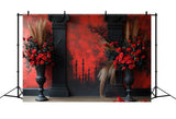 Gothic Red Rose Boho Candle Backdrop RR8-422