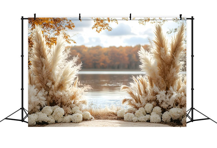 Serene Lakeside Boho Pampas Backdrop RR8-427