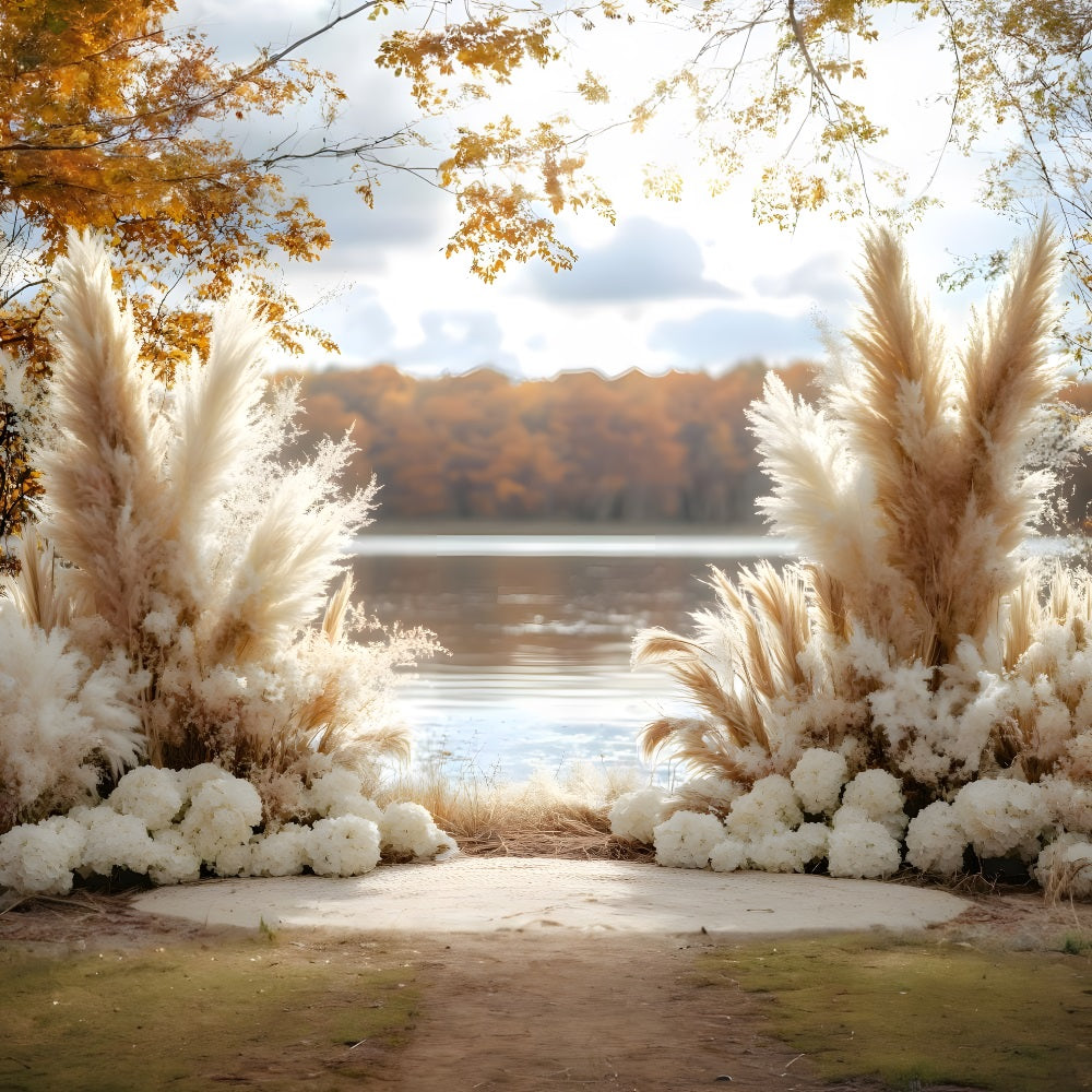 Serene Lakeside Boho Pampas Backdrop RR8-427